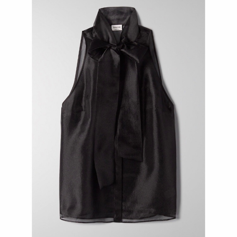 Babaton Black Sheer Bow Blouse